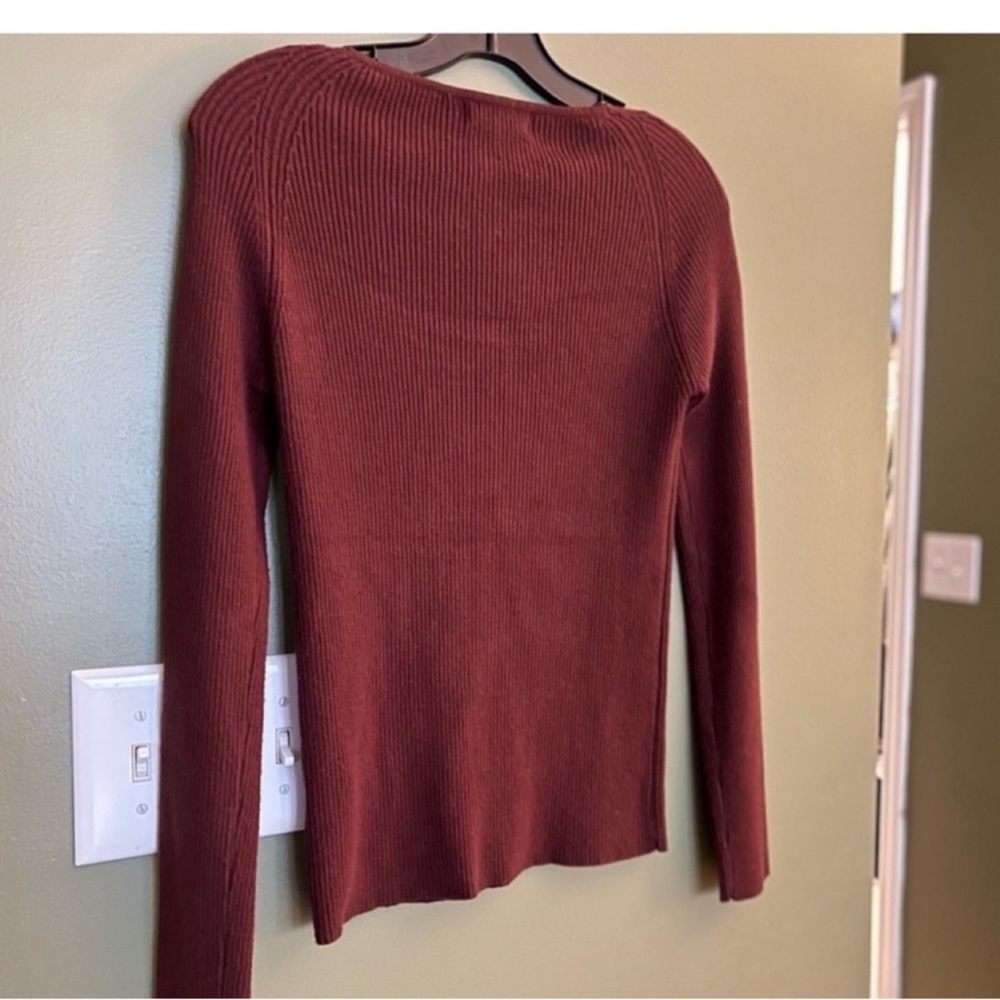 NWT Lea & Viola sweetheart cashmere square neck ribbed knit sweater blouse - Picture 12 of 15